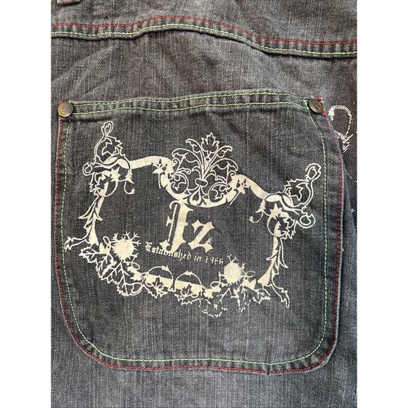 Vintage Jinzu Shorts Mens 42 Grey Denim Baggy Embroidered - Picture 10 of 10